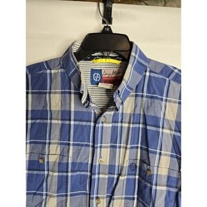 Wrangler George Strait Shirt Mens XL Blue Plaid Button‎ Up Western Cowboy Adult